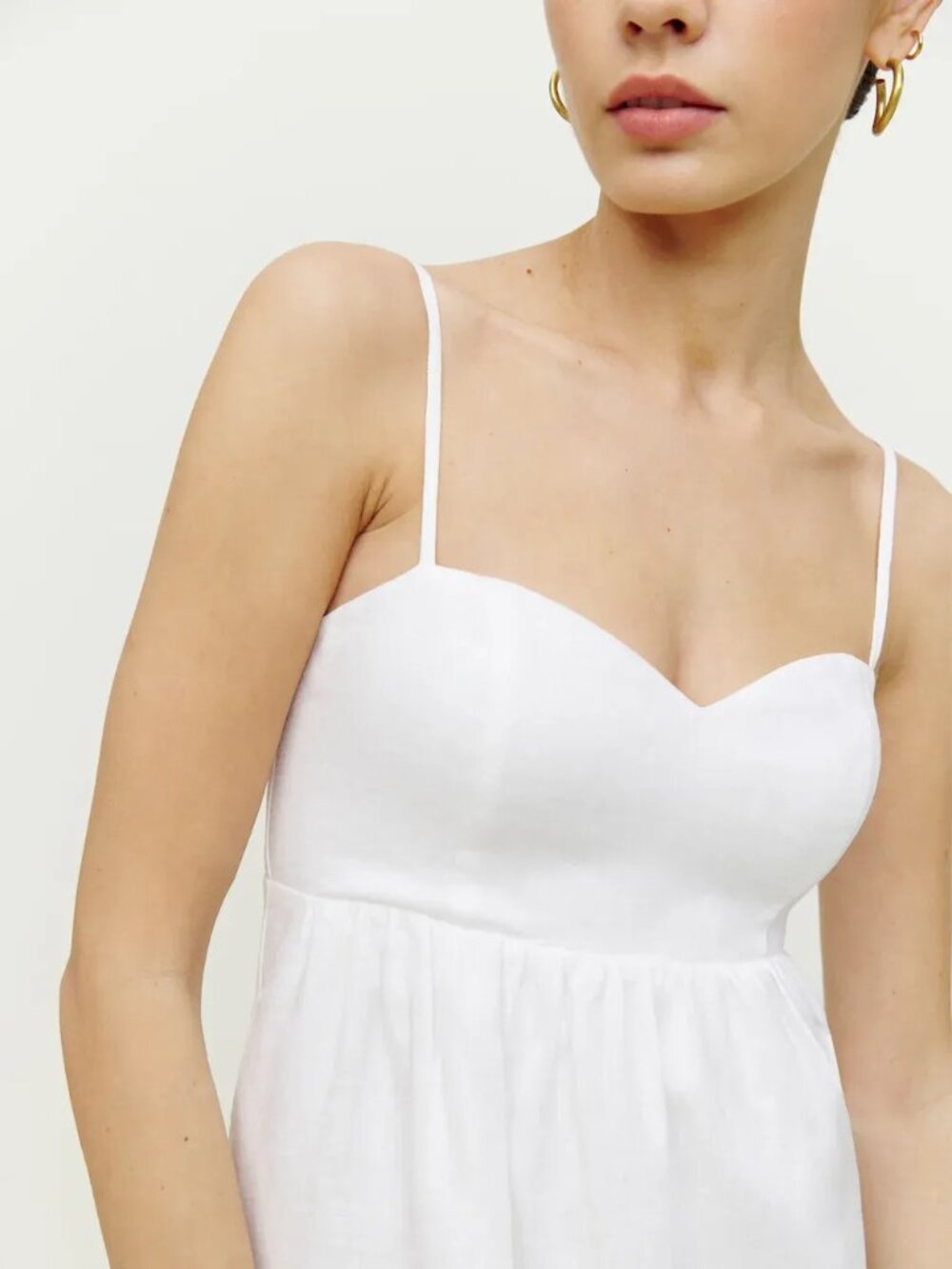 Reformation Odette Linen Dress White - Size 2 - Picture 2 of 3